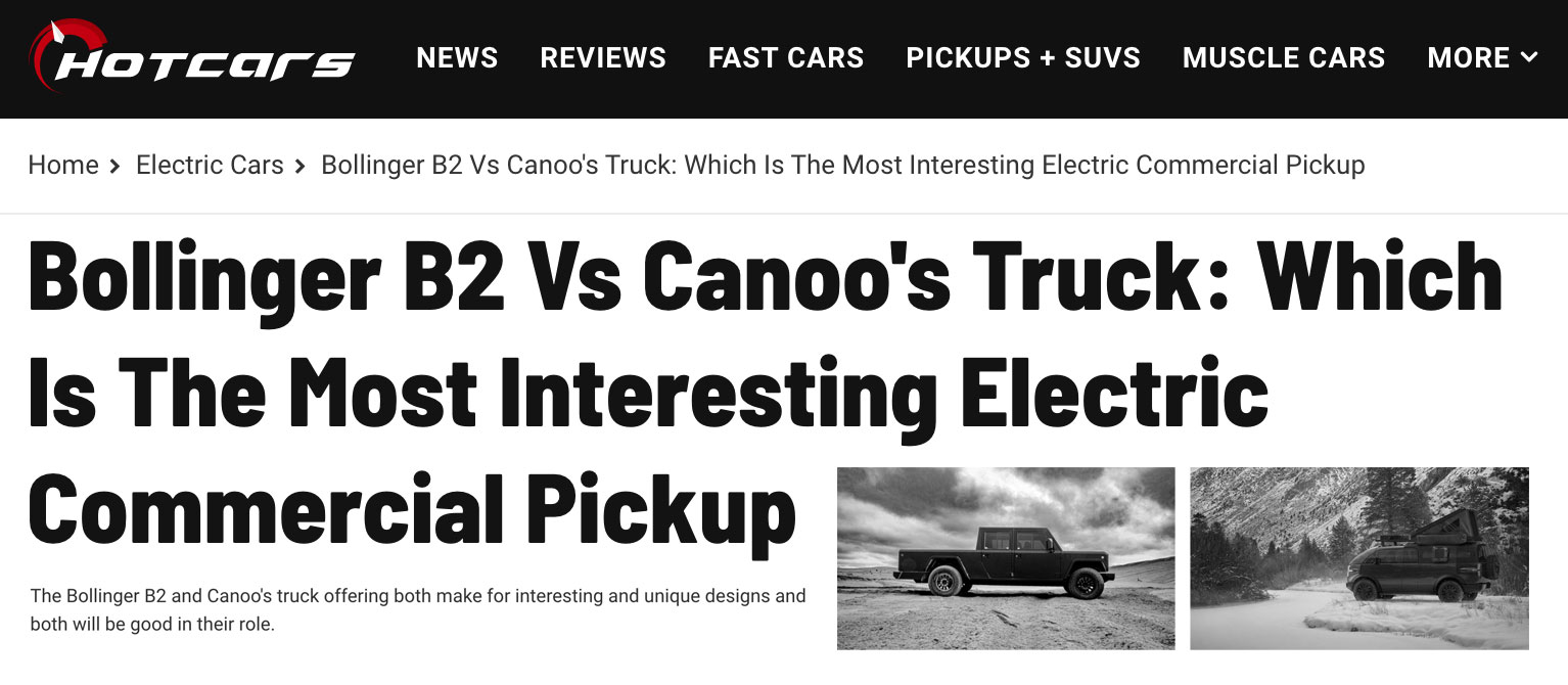 Hotcars website image with the B2